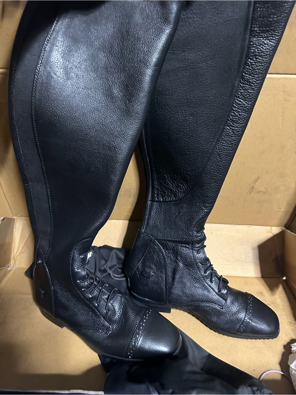 Tuffrider Black Leather Tall Lace-Up Riding Boots